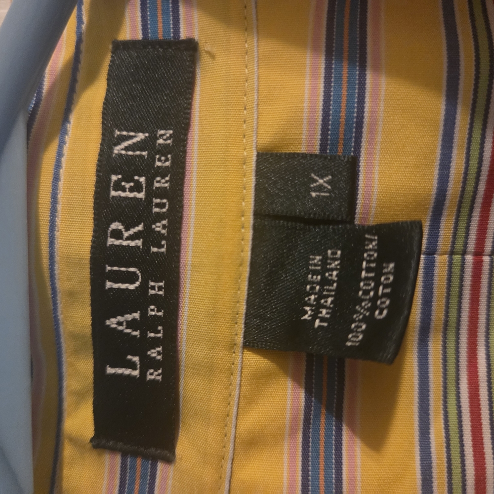 Ralph Lauren Yellow and Blue Casual Button Down Shirt Womens NWT
